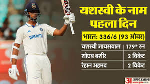 जायसवाल 179 पर नाबाद, टीम इंडिया का स्कोर 336/6