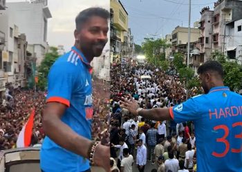 चैंपियन बनने के बाद वडोदरा में हार्दिक पांड्या का बस परेड, स्वागत में उमड़ी भीड़