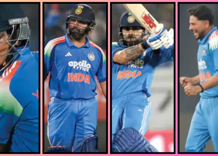 कुलदीप यादव की घातक गेंदबाजी के बाद आया रोहित,यशस्वी और विराट के बल्ले से तूफान